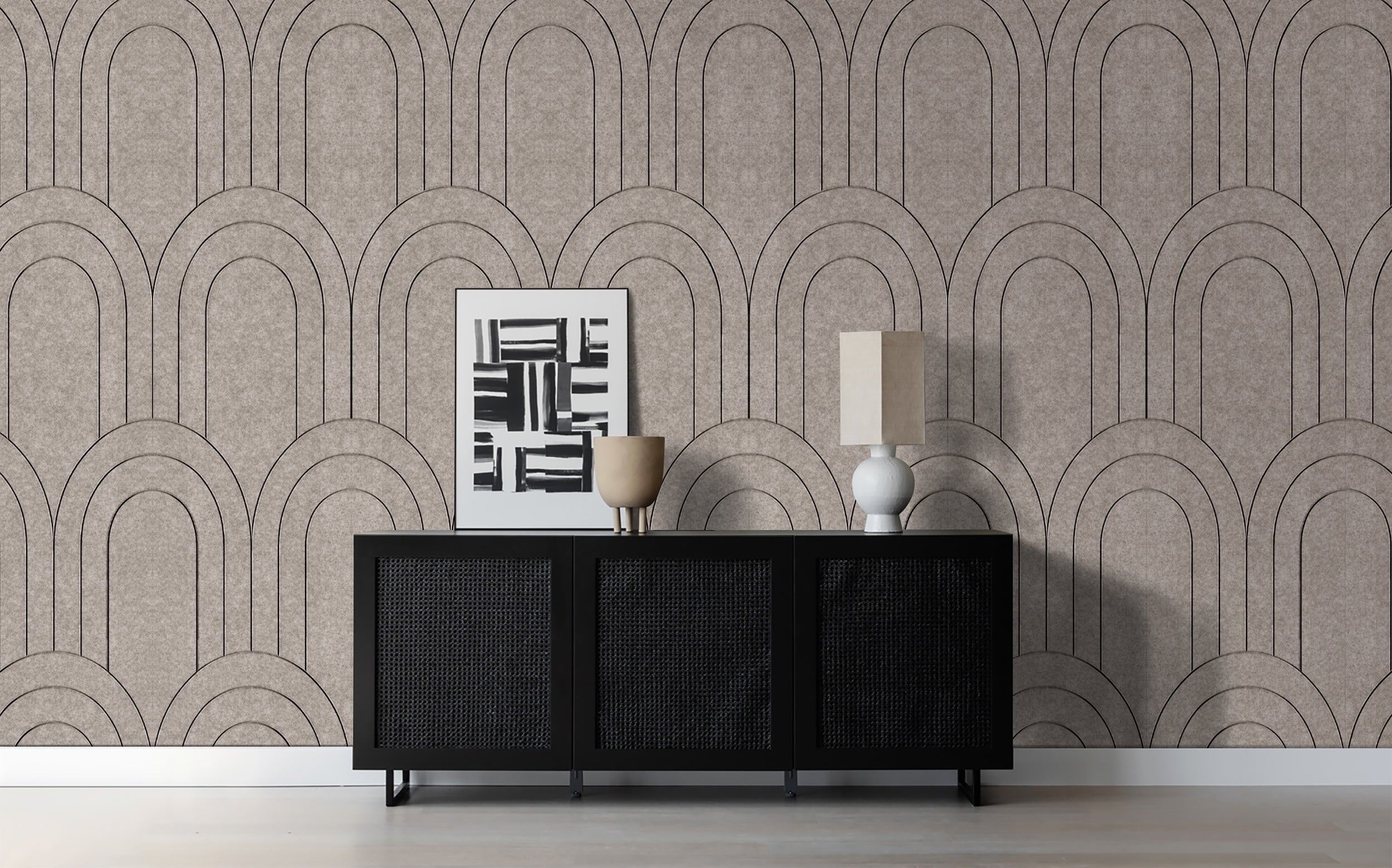 OPPIO Viltpaneel Beige - BAROK - 60x280 cm - Brandvertragend & Geluiddempend Akupanel-Nederland.nl