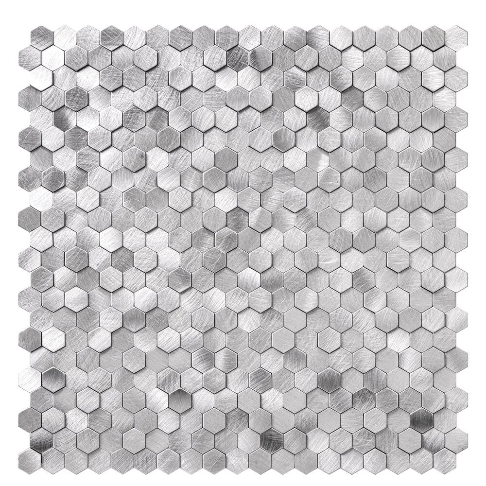 Oppio Geborsteld MINI Hexagon Zilver - Zelfklevend Mozaiek 308x298x4mm Akupanel-Nederland.nl