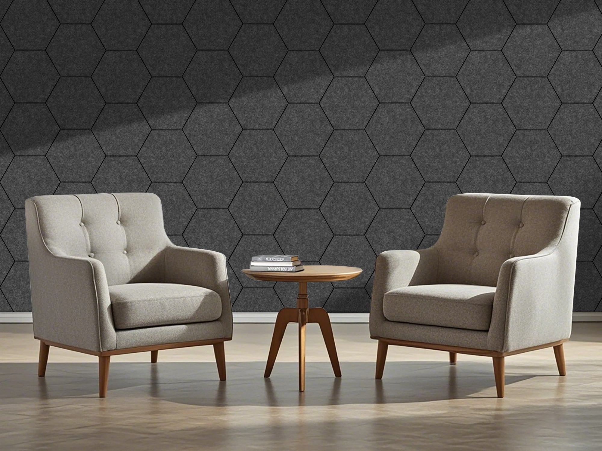 OPPIO Viltpaneel Donker Grijs - HEXAGON - 60x280 cm - Brandvertragend & Geluiddempend Akupanel-Nederland.nl
