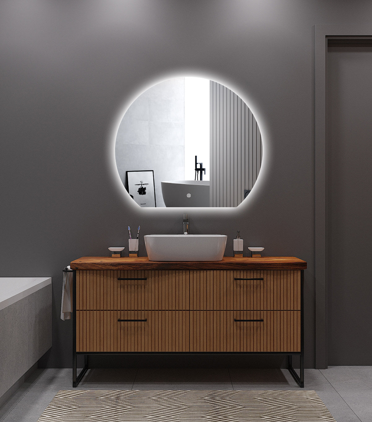 SPIEGEL DECO RANDLOOS (met verlichting) - 80 CM - 100 CM - 120 CM Akupanel-Nederland.nl