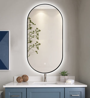 SPIEGEL ELLIPS RANDLOOS, ZWART OF GOUD (met verlichting) 40x75CM – 50x100CM Akupanel-Nederland.nl