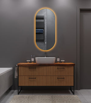 SPIEGEL ELLIPS RANDLOOS, ZWART OF GOUD (met verlichting) 40x75CM – 50x100CM Akupanel-Nederland.nl