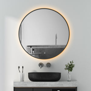 SPIEGEL LUNA ZONDER, ZWART OF GOUDEN RAND (met verlichting) - 40 CM – 60CM - 80CM – 100CM Akupanel-Nederland.nl