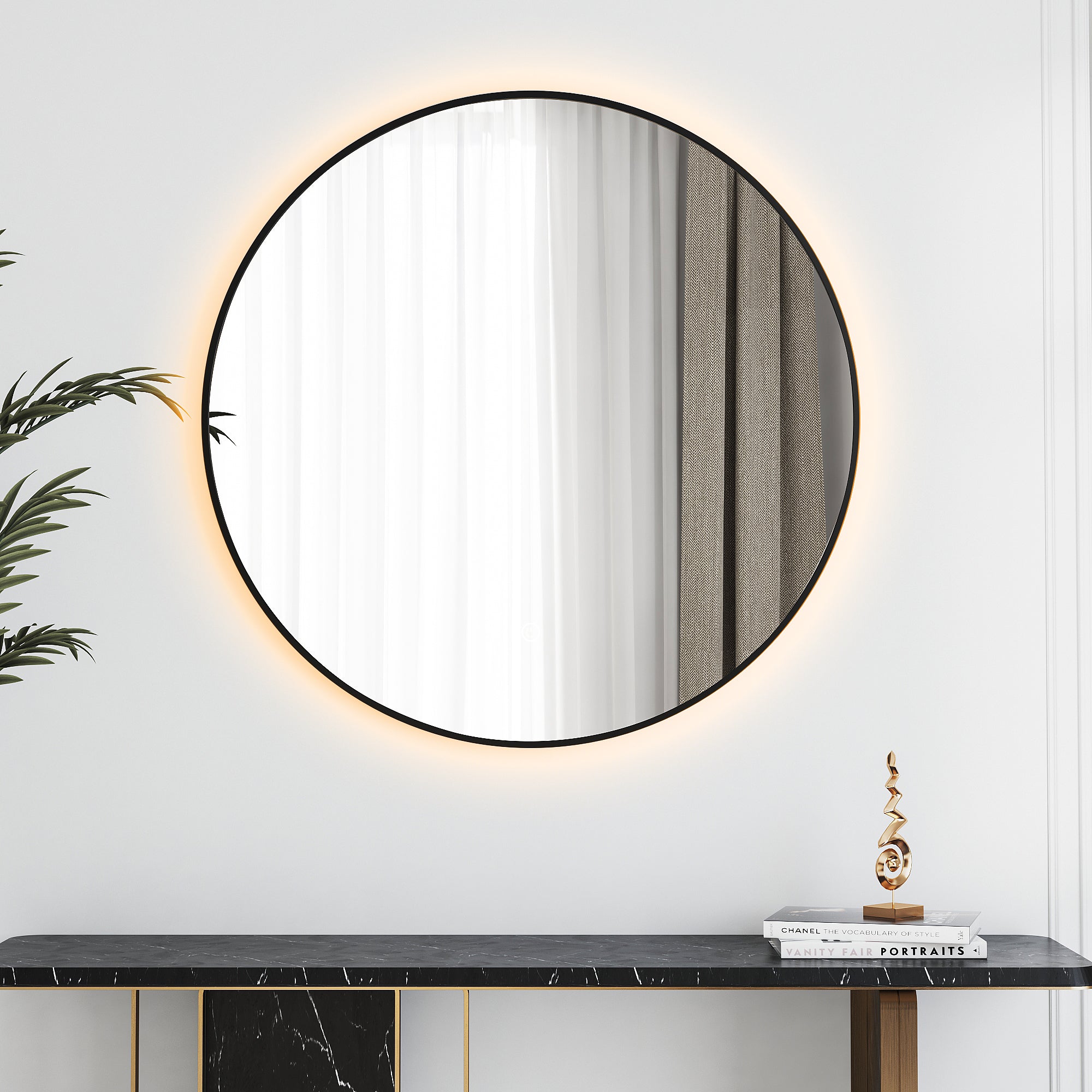 SPIEGEL LUNA ZONDER, ZWART OF GOUDEN RAND (met verlichting) - 40 CM – 60CM - 80CM – 100CM Akupanel-Nederland.nl