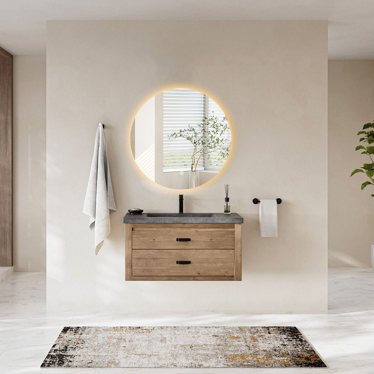 SPIEGEL LUNA ZONDER, ZWART OF GOUDEN RAND (met verlichting) - 40 CM – 60CM - 80CM – 100CM Akupanel-Nederland.nl