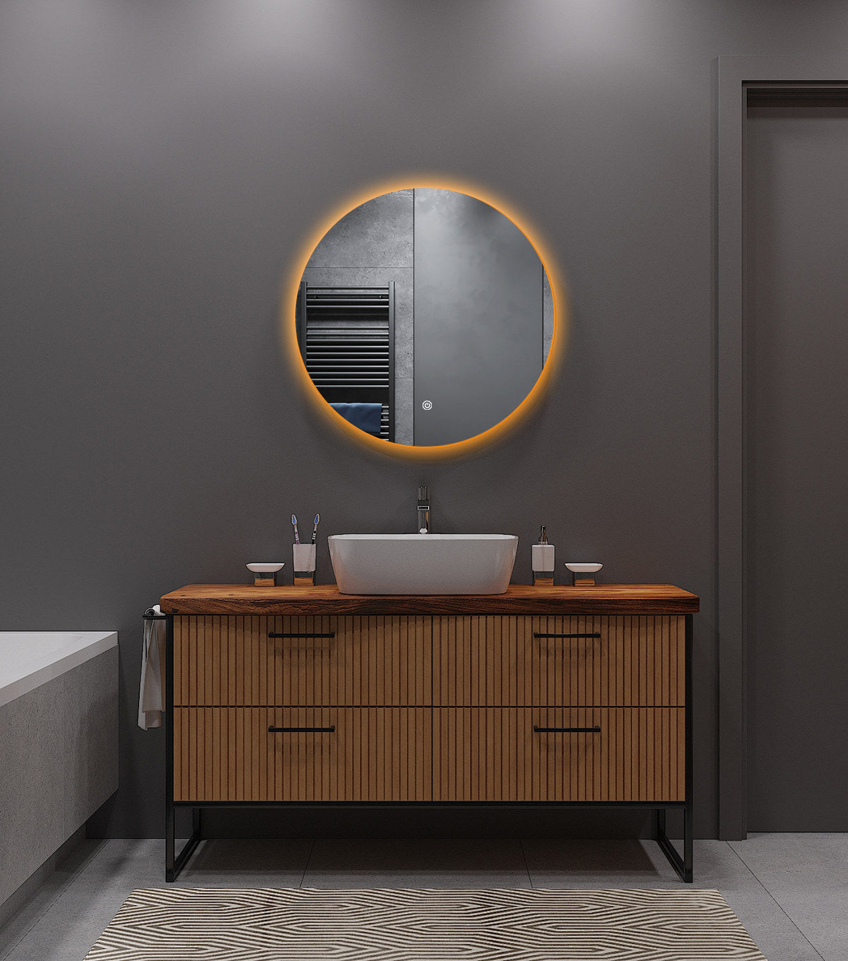 SPIEGEL LUNA ZONDER, ZWART OF GOUDEN RAND (met verlichting) - 40 CM – 60CM - 80CM – 100CM Akupanel-Nederland.nl