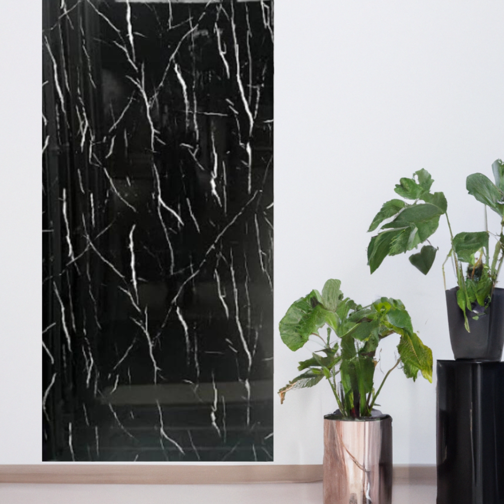 OPPIO - PVC WANDPANEEL - ZWART MARMERLOOK HOOGGLANS Akupanel-Nederland.nl