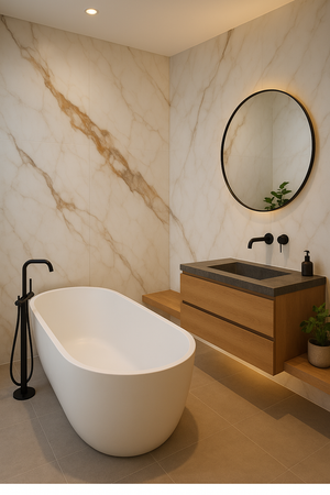 PVC wandpaneel marmer wit goud
