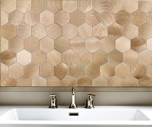 Oppio Geborsteld Brons HEXAGON - Zelfklevend Mozaiek 291x286x4mm Akupanel-Nederland.nl