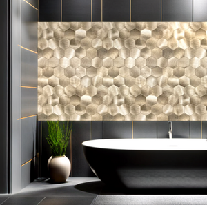 Oppio XL Geborsteld Goud HEXAGON - Zelfklevend Mozaiek 290x288mm Akupanel-Nederland.nl
