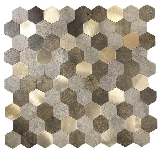 Oppio Bruin-Koper MIX HEXAGON - Zelfklevend Mozaiek 288x280x4mm