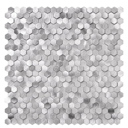 Oppio Geborsteld MINI Hexagon Zilver - Zelfklevend Mozaiek 308x298x4mm