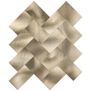 Oppio XL Visgraat Geborsteld Goud - Zelfklevend Mozaiek 272x240x4mm Akupanel-Nederland.nl