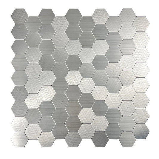 Oppio Geborsteld Zilver HEXAGON - Zelfklevend Mozaiek 291x286x4mm