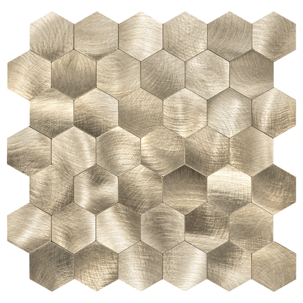 Oppio XL Geborsteld Goud HEXAGON - Zelfklevend Mozaiek 290x288mm Akupanel-Nederland.nl