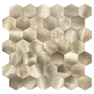 Oppio XL Geborsteld Goud HEXAGON - Zelfklevend Mozaiek 290x288mm Akupanel-Nederland.nl