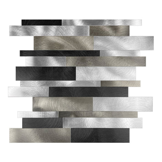 Oppio Zilver-Zwart Geborsteld ALU Wildverband - Zelfklevend Mozaiek 303x298x4mm