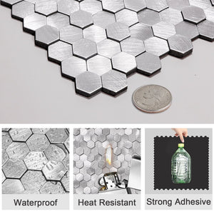 Oppio Geborsteld MINI Hexagon Zilver - Zelfklevend Mozaiek 308x298x4mm Akupanel-Nederland.nl