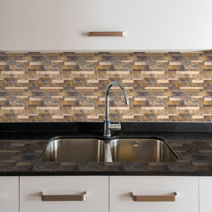 Oppio Taupe Natuursteen Wildverband - Zelfklevend Mozaiek 303x298x4mm Akupanel-Nederland.nl