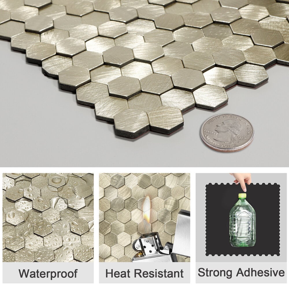 Oppio Geborsteld MINI Hexagon Goud - Zelfklevend Mozaiek 308x298x4mm Akupanel-Nederland.nl