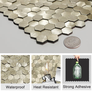 Oppio Geborsteld MINI Hexagon Goud - Zelfklevend Mozaiek 308x298x4mm Akupanel-Nederland.nl