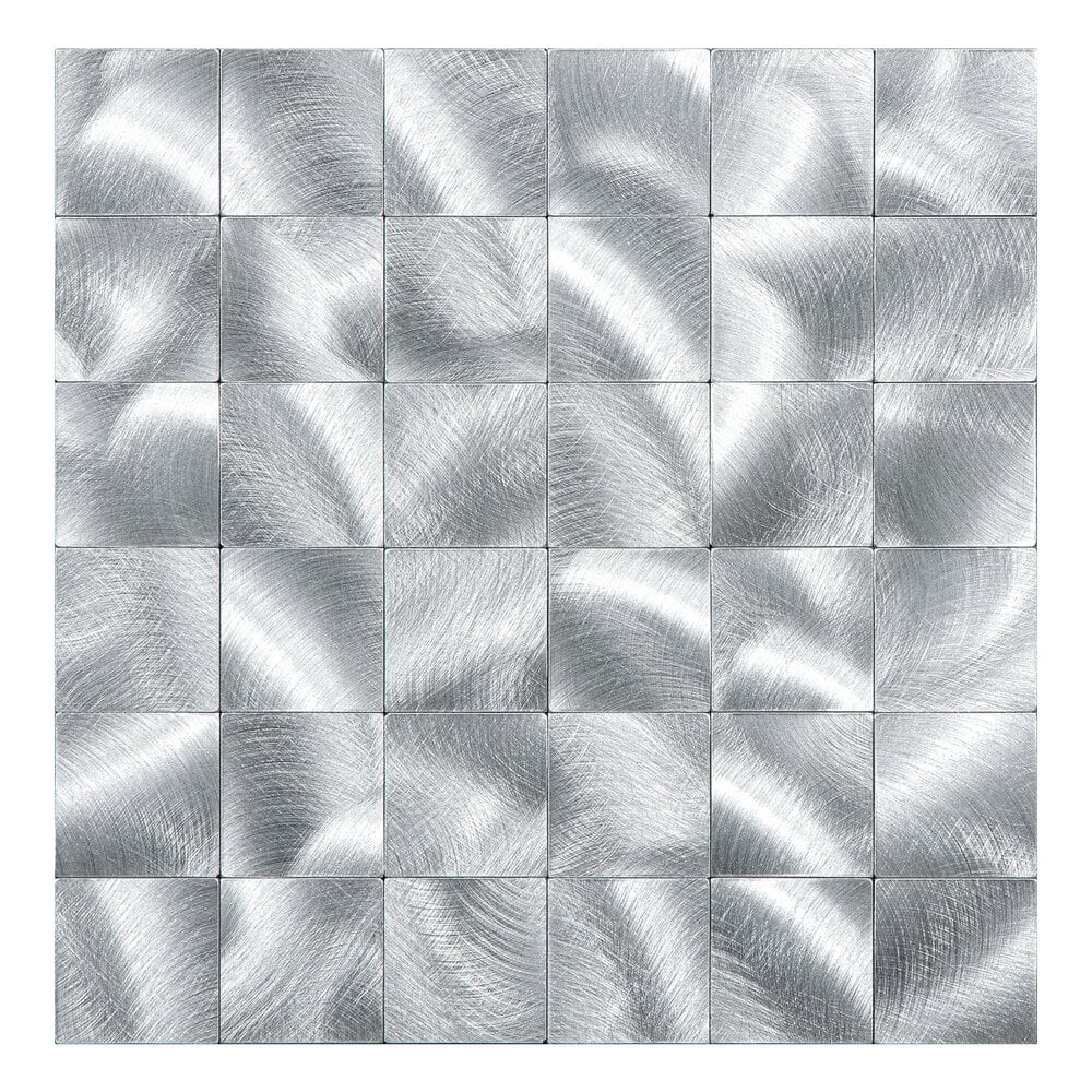 Oppio XL Geborsteld Zilver - Grote blokken - Zelfklevend Mozaiek 305x305x4mm Akupanel-Nederland.nl