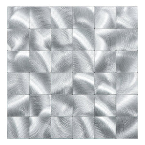 Oppio XL Geborsteld Zilver - Grote blokken - Zelfklevend Mozaiek 305x305x4mm Akupanel-Nederland.nl