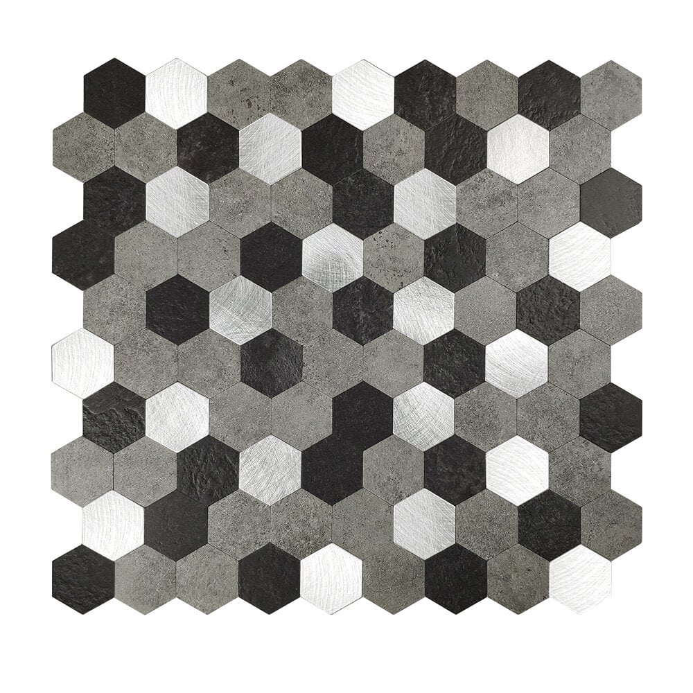 Oppio Grijs-Zwart MIX HEXAGON - Zelfklevend Mozaiek 288x280x4mm Akupanel-Nederland.nl