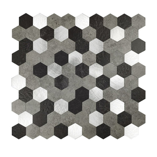 Oppio Grijs-Zwart MIX HEXAGON - Zelfklevend Mozaiek 288x280x4mm