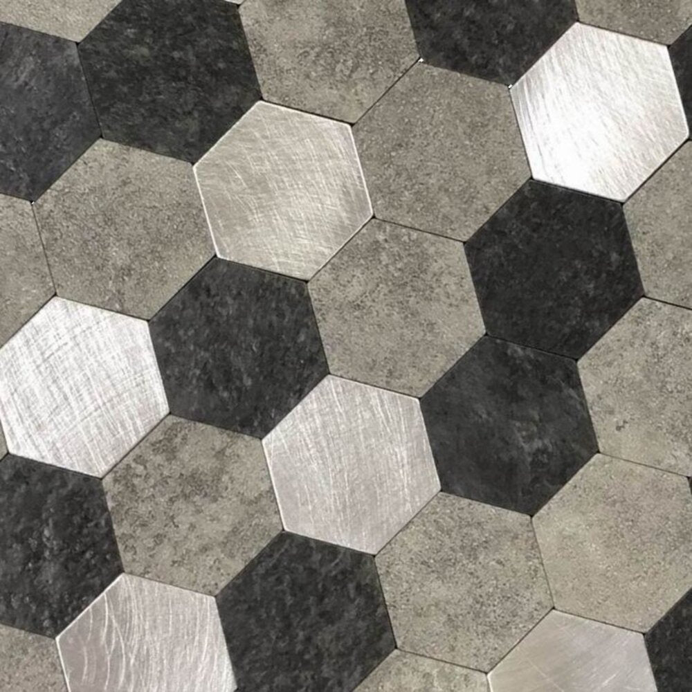 Oppio Grijs-Zwart MIX HEXAGON - Zelfklevend Mozaiek 288x280x4mm Akupanel-Nederland.nl