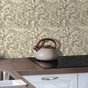 Oppio Geborsteld MINI Hexagon Goud - Zelfklevend Mozaiek 308x298x4mm Akupanel-Nederland.nl