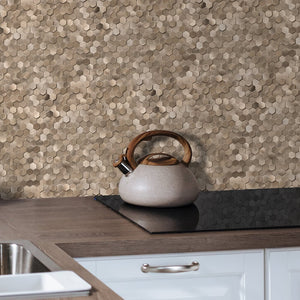 Oppio Geborsteld MINI Hexagon Bronce - Zelfklevend Mozaiek 308x298x4mm Akupanel-Nederland.nl