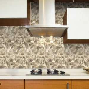 Oppio XL Geborsteld Goud HEXAGON - Zelfklevend Mozaiek 290x288mm Akupanel-Nederland.nl