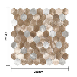 Oppio Geborsteld Zilver - Bronce MIX HEXAGON - Zelfklevend Mozaiek 291x286x4mm Akupanel-Nederland.nl