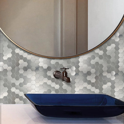 Oppio Geborsteld Zilver HEXAGON - Zelfklevend Mozaiek 291x286x4mm