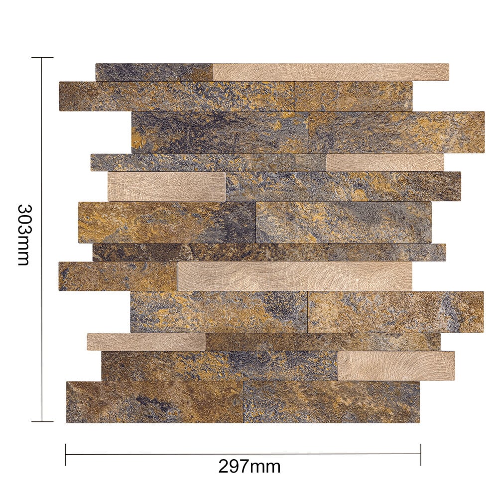 Oppio Taupe Natuursteen Wildverband - Zelfklevend Mozaiek 303x298x4mm Akupanel-Nederland.nl