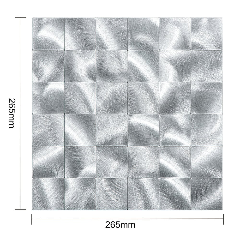 Oppio XL Geborsteld Zilver - Grote blokken - Zelfklevend Mozaiek 305x305x4mm Akupanel-Nederland.nl