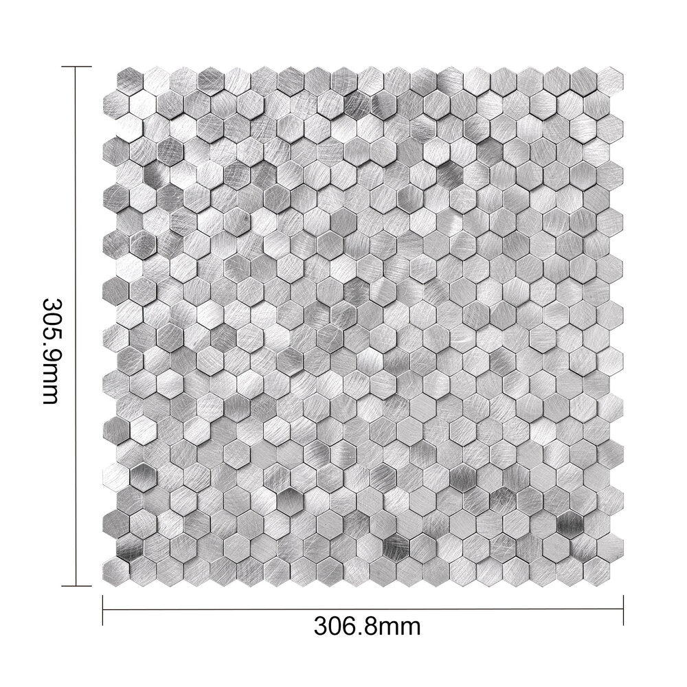 Oppio Geborsteld MINI Hexagon Zilver - Zelfklevend Mozaiek 308x298x4mm Akupanel-Nederland.nl