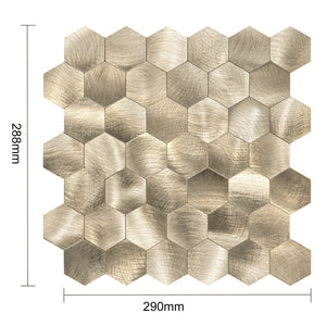 Oppio XL Geborsteld Goud HEXAGON - Zelfklevend Mozaiek 290x288mm Akupanel-Nederland.nl