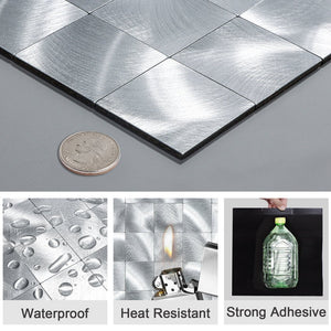 Oppio XL Geborsteld Zilver - Grote blokken - Zelfklevend Mozaiek 305x305x4mm Akupanel-Nederland.nl