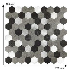 Oppio Grijs-Zwart MIX HEXAGON - Zelfklevend Mozaiek 288x280x4mm Akupanel-Nederland.nl